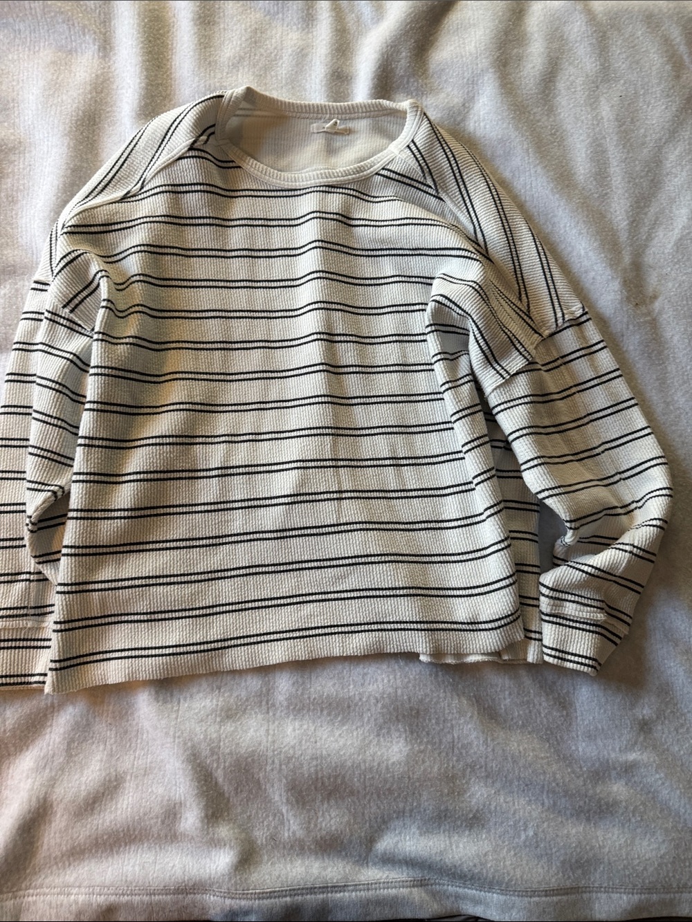 Maurices Cream and Black Striped Crewneck Sweater